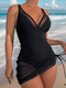 Mesh One-Piece Swimsuit With Skirted Bikini Bottom