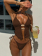 Halter Neck Tie Two-Piece Swimsuit For Women