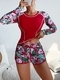 Plus Size Long Sleeve Square Leg Swimsuit