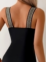 Black One-Piece Patchwork Swimsuit For Women