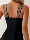Schwarz Einteiliger Patchwork Badeanzug Für Damen