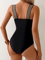 Black One-Piece Patchwork Swimsuit For Women