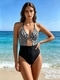 Leopard Print Halter One-Piece Swimsuit