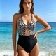 Leopard Print Halter One-Piece Swimsuit