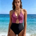 Leopard Print Halter One-Piece Swimsuit