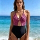 Leopard Print Halter One-Piece Swimsuit