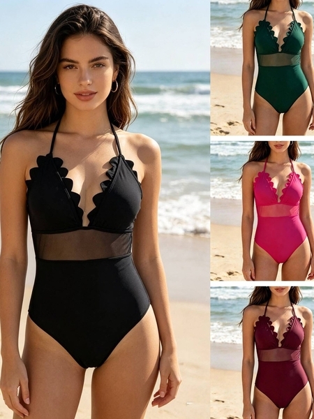 Einteiliger Slim-Fit Badeanzug Damen Bademode im europäischen Stil