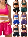 Color-Block Faux Two-Piece Yoga Shorts Set