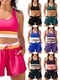 Color-Block Faux Two-Piece Yoga Shorts Set
