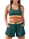Color-Block Faux Two-Piece Yoga Shorts Set