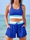 Color-Block Faux Two-Piece Yoga Shorts Set