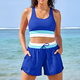 Color-Block Faux Two-Piece Yoga Shorts Set