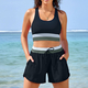 Color-Block Faux Two-Piece Yoga Shorts Set