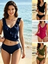 Plus Size Colorful Print Two-Piece Split Bikini Swimsuit