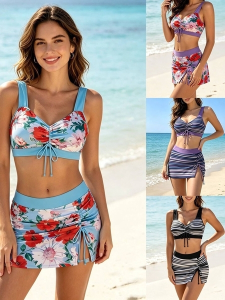 Retro Print Two-Piece Bikini Swimsuits