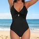 Color-Block Lace-Up One-Piece Swimsuit High-Waist Open-Back