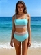 Split Solid Color Slimming Bikini Swimsuit For Women