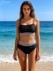 Split Solid Color Slimming Bikini Swimsuit For Women