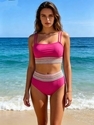 Split Solid Color Slimming Bikini Swimsuit For Women