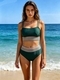 Split Solid Color Slimming Bikini Swimsuit For Women