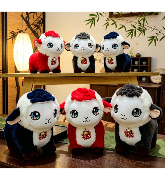 Red Zodiac Sheep Plush Toy New Year Gift
