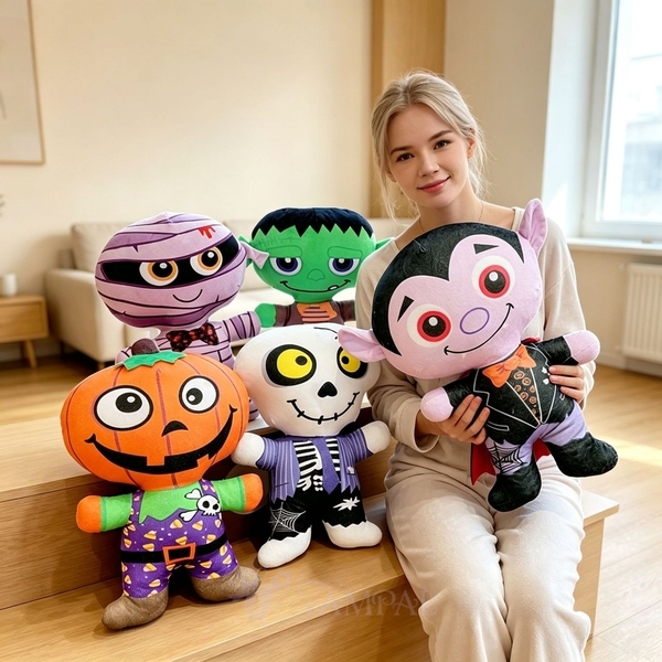 Funny Halloween Plush Doll Pumpkin Skull Horror Decoration