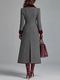 Elegant Herringbone Wool Long Coat