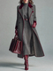 Elegant Herringbone Wool Long Coat