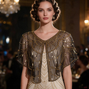 Pailletten-Schal Kurzer Bolero Abendcape für Damen