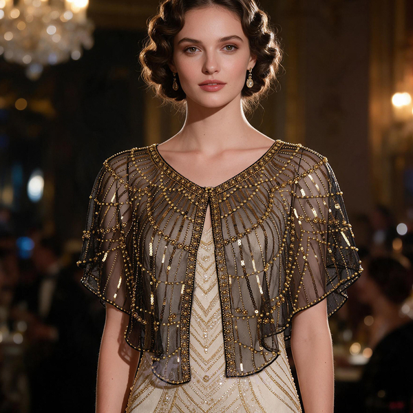 Pailletten-Schal Kurzer Bolero Abendcape für Damen