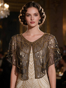 Pailletten-Schal Kurzer Bolero Abendcape für Damen