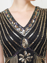 Black Gold Retro Sequin Beaded Fringe Vest Dress For Cocktail Party