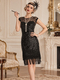 1920S Vintage Mesh Sequin Fringe Formal Cocktail Dress