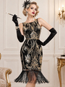 Retro Sequin Tassel Open Back Gown Dress