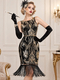 Retro Sequin Tassel Open Back Gown Dress