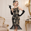 Retro Sequin Tassel Open Back Gown Dress