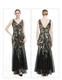 Sequin Deep V-Neck Long Mesh Evening Gown