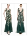 Sequin Deep V-Neck Long Mesh Evening Gown