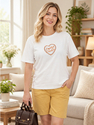 Sequin Rhinestone Cotton T-Shirt For Women