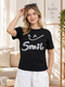 Sequin Rhinestone Cotton T-Shirt For Women