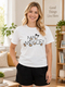 Sequin Rhinestone Cotton T-Shirt For Women