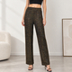 Black gold Sequin Gold Thread Striped Wide-Leg Pants For Women
