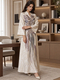 3D-Blumen-Pailletten-Besticktes-Maxi-Robenkleid