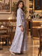 3D-Blumen-Pailletten-Besticktes-Maxi-Robenkleid