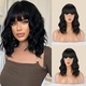 Short Curly Water Wave Synthetic Wig With Bangs