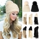 Long Curly Wavy Knit Wig Hat With Side-Swept Bangs