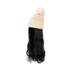 Long Curly Wavy Knit Wig Hat With Side-Swept Bangs