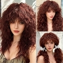 Natural Wool Curl Bangs Synthetic Full Wig High-Temperature Fiber Curly Wig