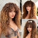 Natural Wool Curl Bangs Synthetic Full Wig High-Temperature Fiber Curly Wig