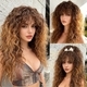 Natural Wool Curl Bangs Synthetic Full Wig High-Temperature Fiber Curly Wig